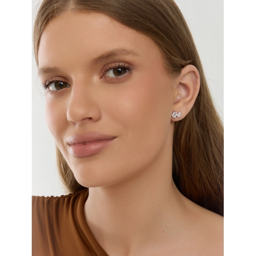 Серьги пусеты из золота 585 пробы с фианитами