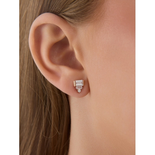 Серьги пусеты из золота 585 пробы с фианитами