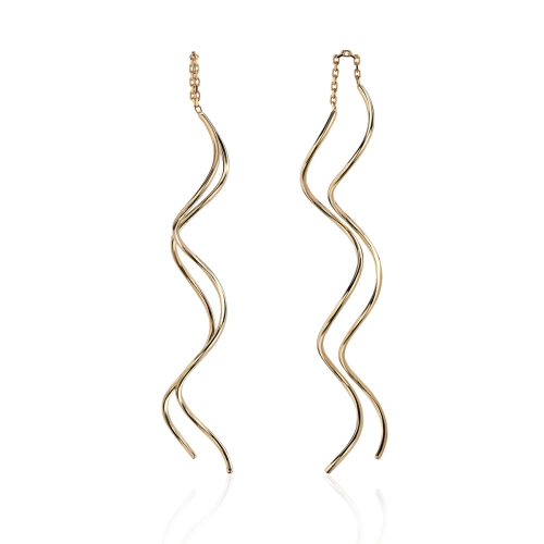 Серьги продевки из желтого золота 585 пробы