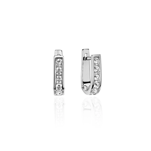 Серьги из белого золота 585 пробы с фианитами