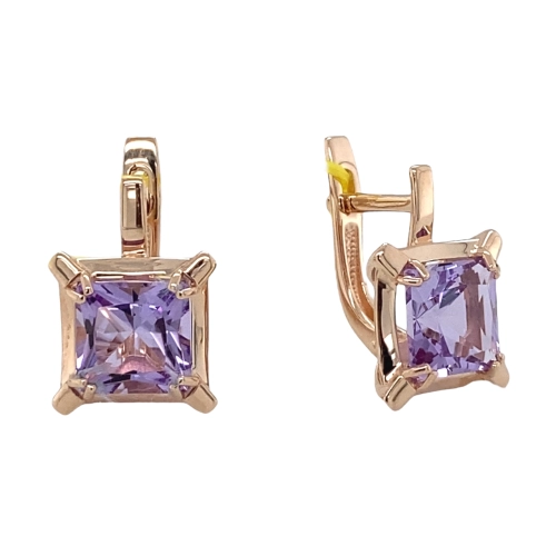 Серьги из золота 585 пробы с аметистами
