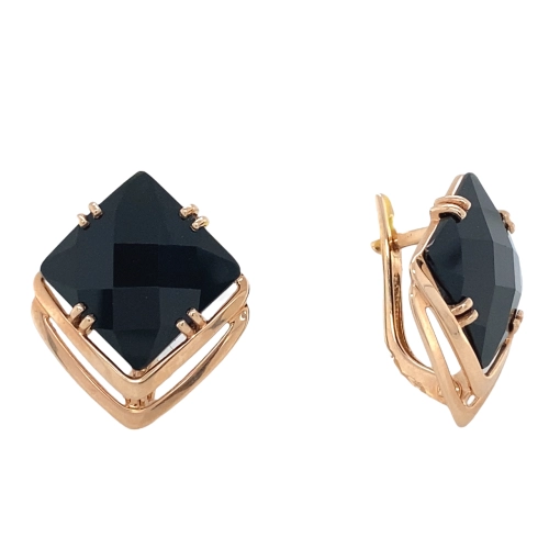 Серьги из золота 585 пробы с ониксом