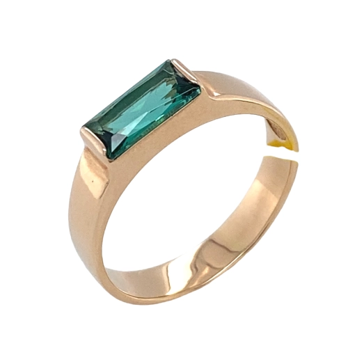 Кольцо из золота 585 пробы с зеленым кварцем