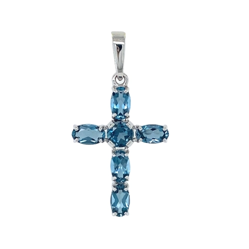 Подвеска (585 б) топаз-лондон крест декор