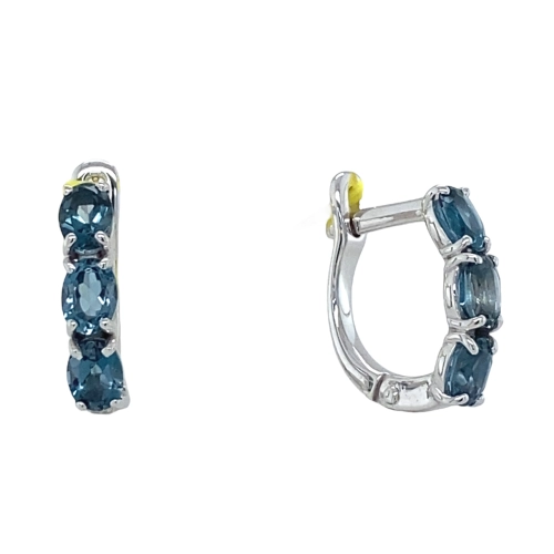 Серьги из белого золота 585 пробы с топазом London Blue