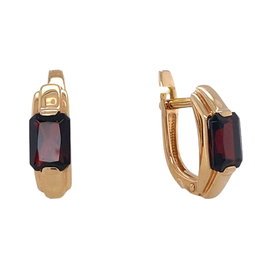 Серьги из золота 585 пробы с гранатом