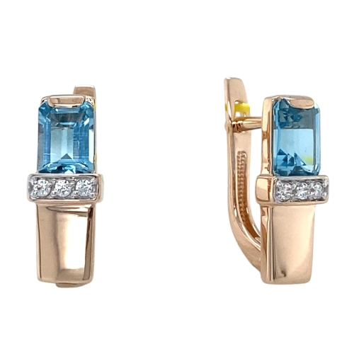 Серьги из золота 585 пробы с топазами и фианитами