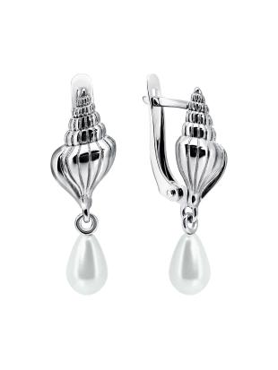 Серьги из серебра 925 пробы с искусственным жемчугом