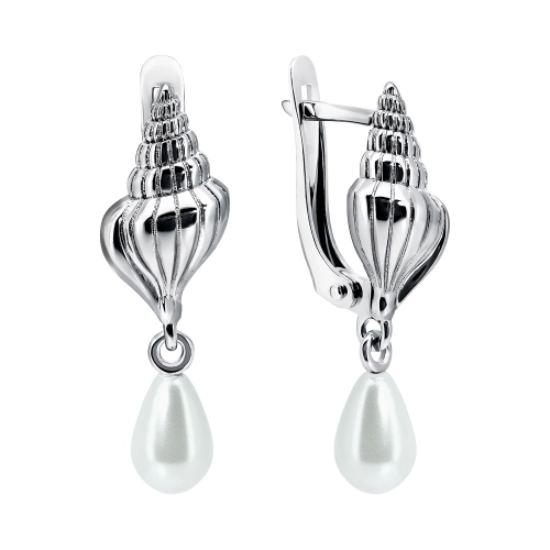 Серьги из серебра 925 пробы с искусственным жемчугом