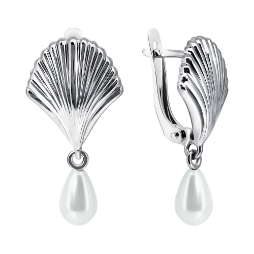 Серьги из серебра 925 пробы с искусственным жемчугом