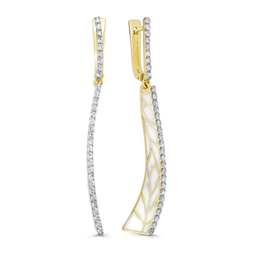 Серьги из желтого золота 585 пробы с эмалью и бриллиантами