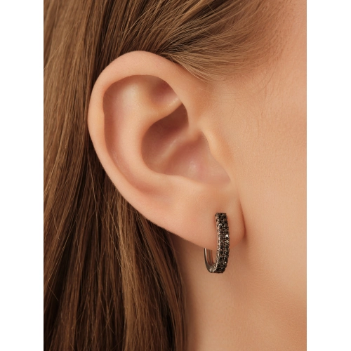 Серьги из белого золота 585 пробы с черными бриллиантами