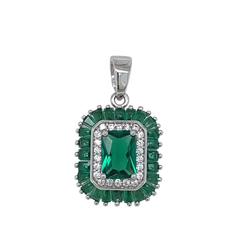 Подвеска (925) корунд изумруд синт., фианит