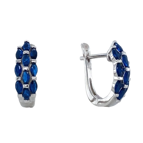 Серьги из серебра 925 пробы с искусвтвенным сапфиром