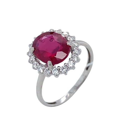 Кольцо из серебра 925 пробы с рубинами и фианитами