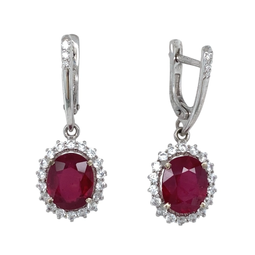 Серьги из серебра 925 пробы с рубинами и фианитами