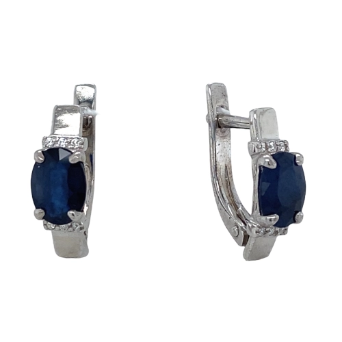 Серьги из серебра 925 пробы с сапфирами и фианитами