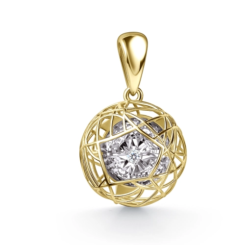 Подвеска из желтого золота 585 пробы с бриллиантами