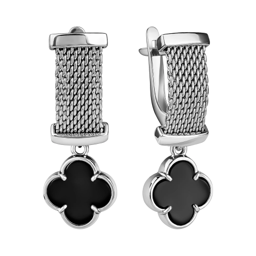 Серьги из серебра 925 пробы с ониксом