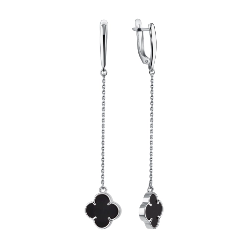 Серьги из серебра 925 пробы с ониксом