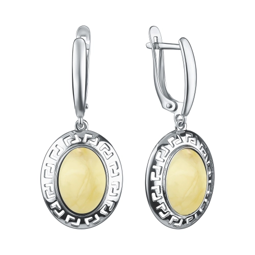 Серьги из серебра 925 пробы с янтарем