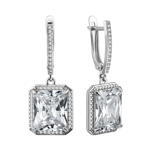 Серьги из серебра 925 пробы с фианитами