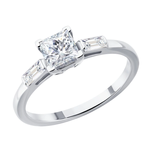 Кольцо из белого золота 585 пробы с выращенными бриллиантами