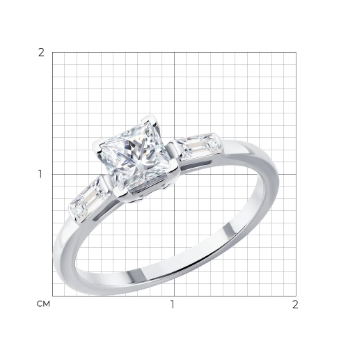 Кольцо из белого золота 585 пробы с выращенными бриллиантами