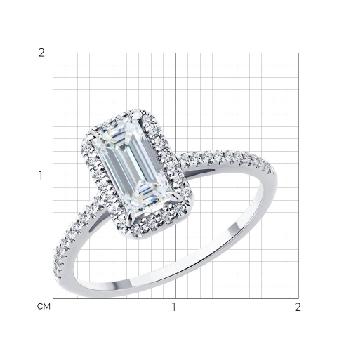 Кольцо из белого золота 585 пробы с выращенными бриллиантами