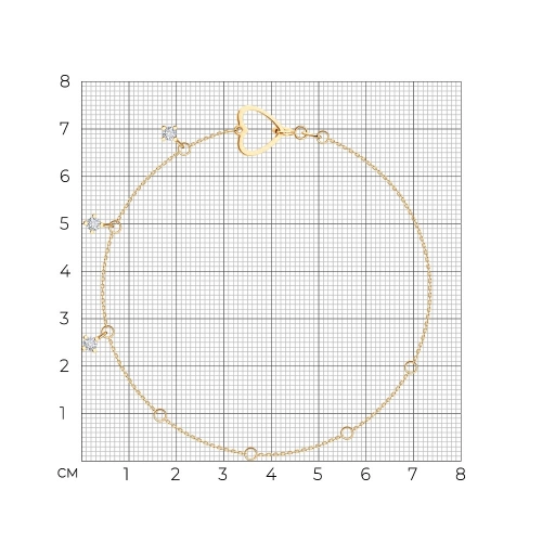 Браслет из золота 585 пробы с фианитами