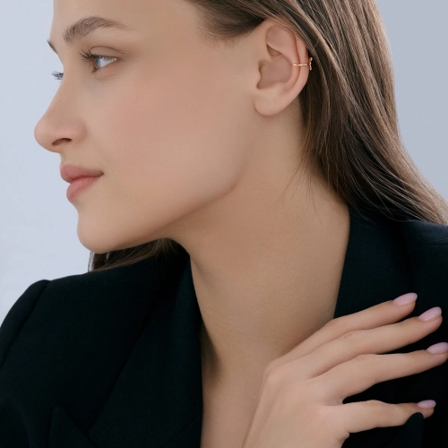 Моносерьга кафф из золота 585 пробы с фианитами