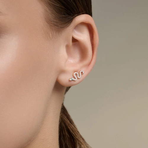 Серьги пины из золота 585 пробы с цветными фианитами