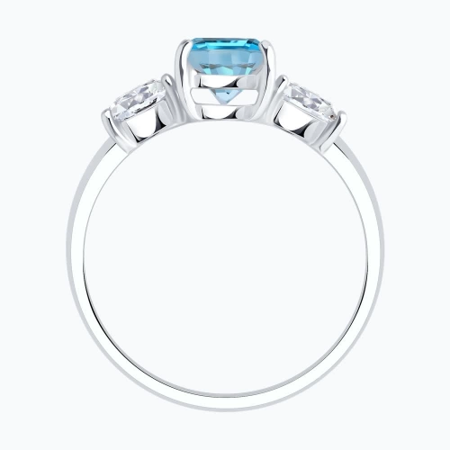 Кольцо из серебра 925 пробы с топазом и фианитами