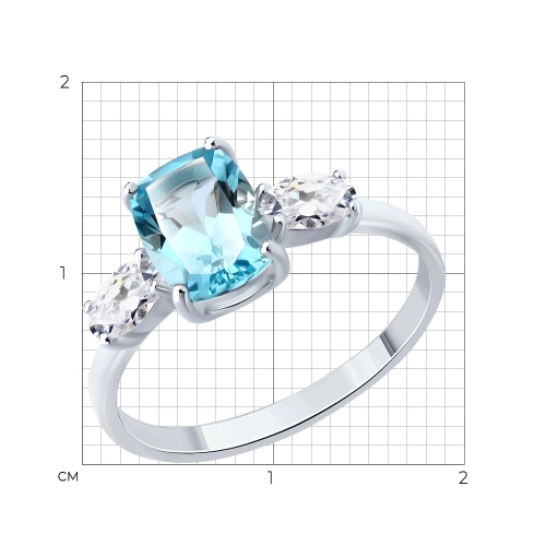 Кольцо из серебра 925 пробы с топазом и фианитами