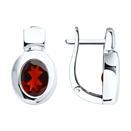 Серьги из серебра 925 пробы с гранатами