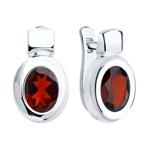 Серьги из серебра 925 пробы с гранатами