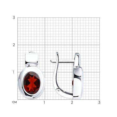 Серьги из серебра 925 пробы с гранатами