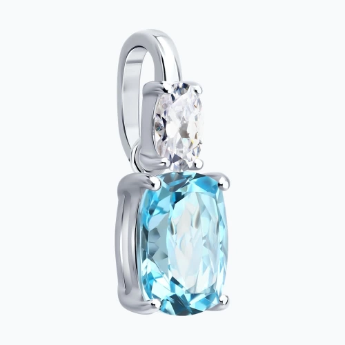 Подвеска из серебра 925 пробы с топазами и фианитами