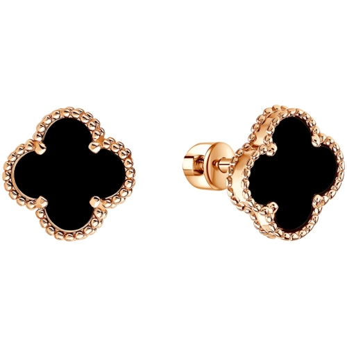 Серьги пусеты из золота 585 пробы с ониксом