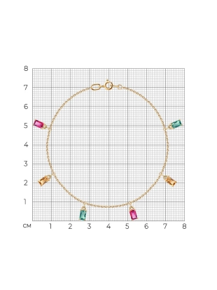 Браслет (585) топаз зеленый, топаз желтый, топаз розовый