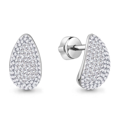 Серьги пусеты из серебра 925 пробы с кристаллами