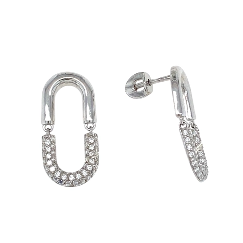 Серьги пусеты из серебра 925 пробы с фианитами