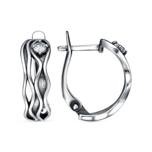 Серьги из серебра 925 пробы с фианитами