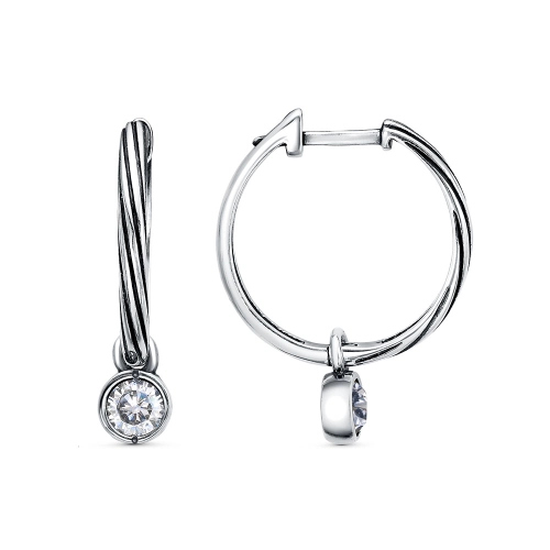 Серьги из серебра 925 пробы с фианитами