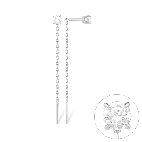 Серьги продевки из серебра 925 пробы с фианитами