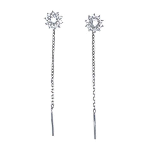 Серьги продевки из серебра 925 пробы с фианитами