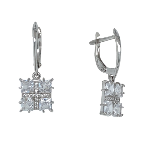 Серьги из серебра 925 пробы с фианитами