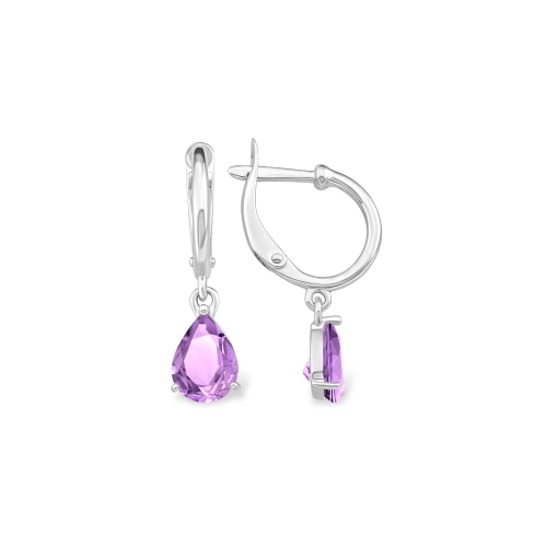 Серьги из серебра 925 пробы с аметистами