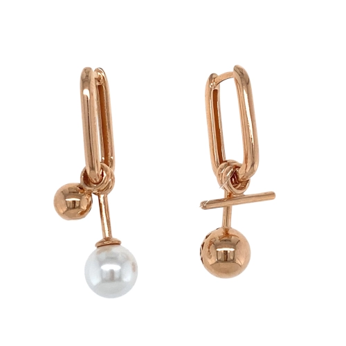 Серьги из серебра 925 пробы с позолотой, с искусственным жемчугом