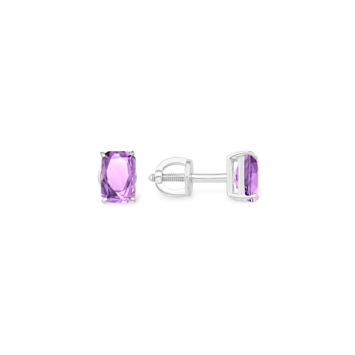 Серьги пусеты из серебра 925 пробы с аметистами